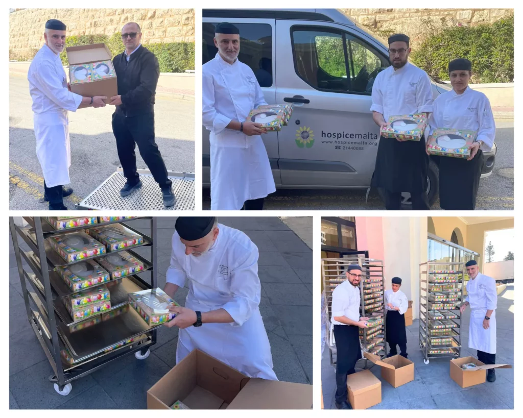 The Westin Dragonara staff donating 100 Easter Figolli to Hospice Malta